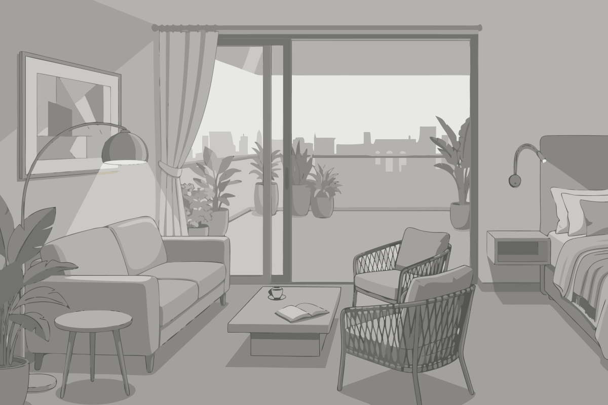 Studio mit Balkon